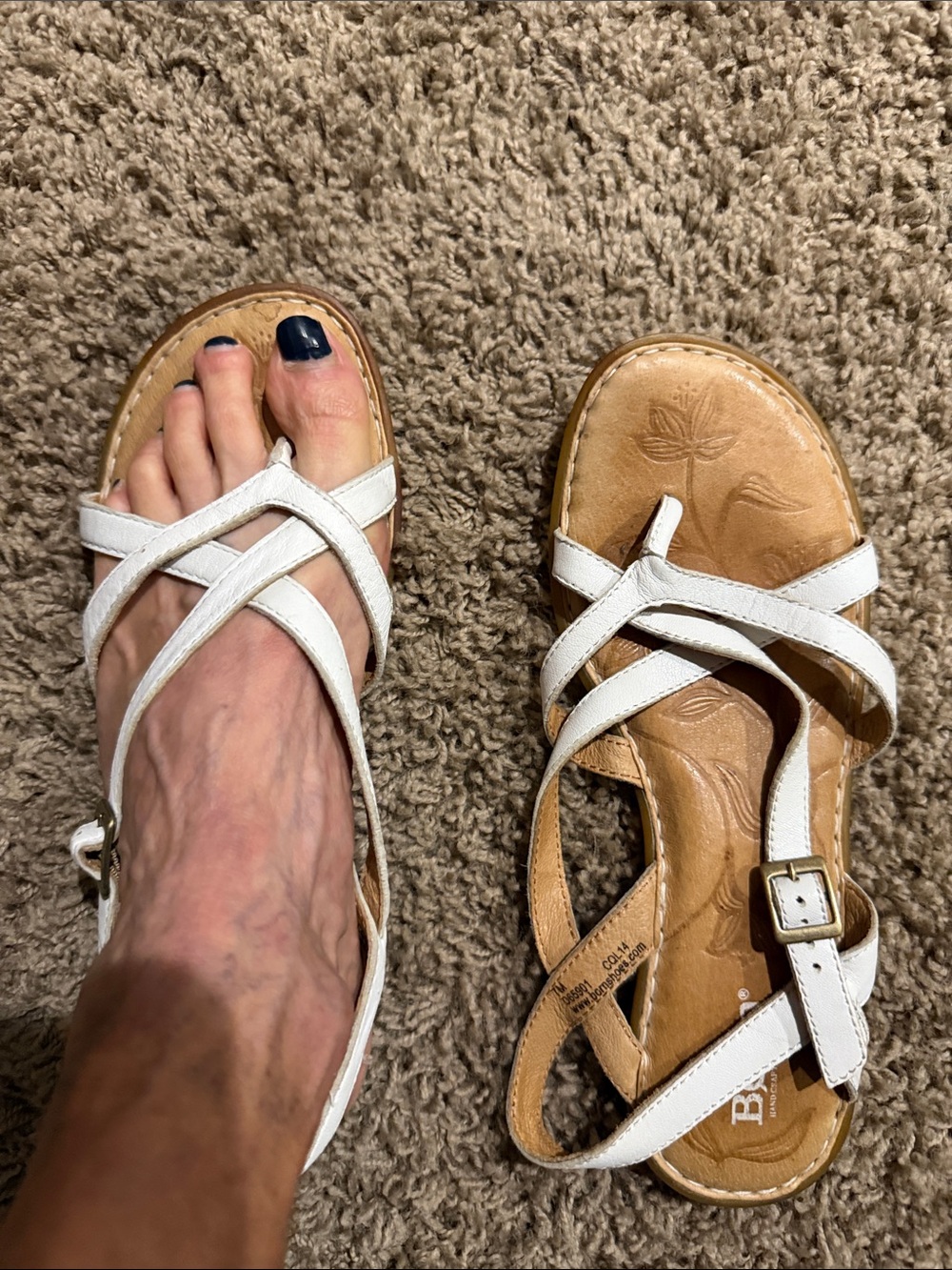 Born Women’s White Strappy Leather Sandals